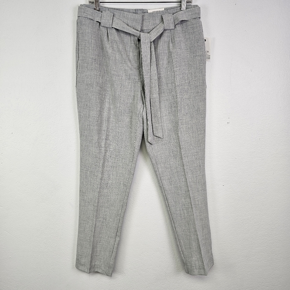 Ophelia Roe Paperbag Pants NEW Gray Ankle Midrise Skinny Sz 10 Career Office